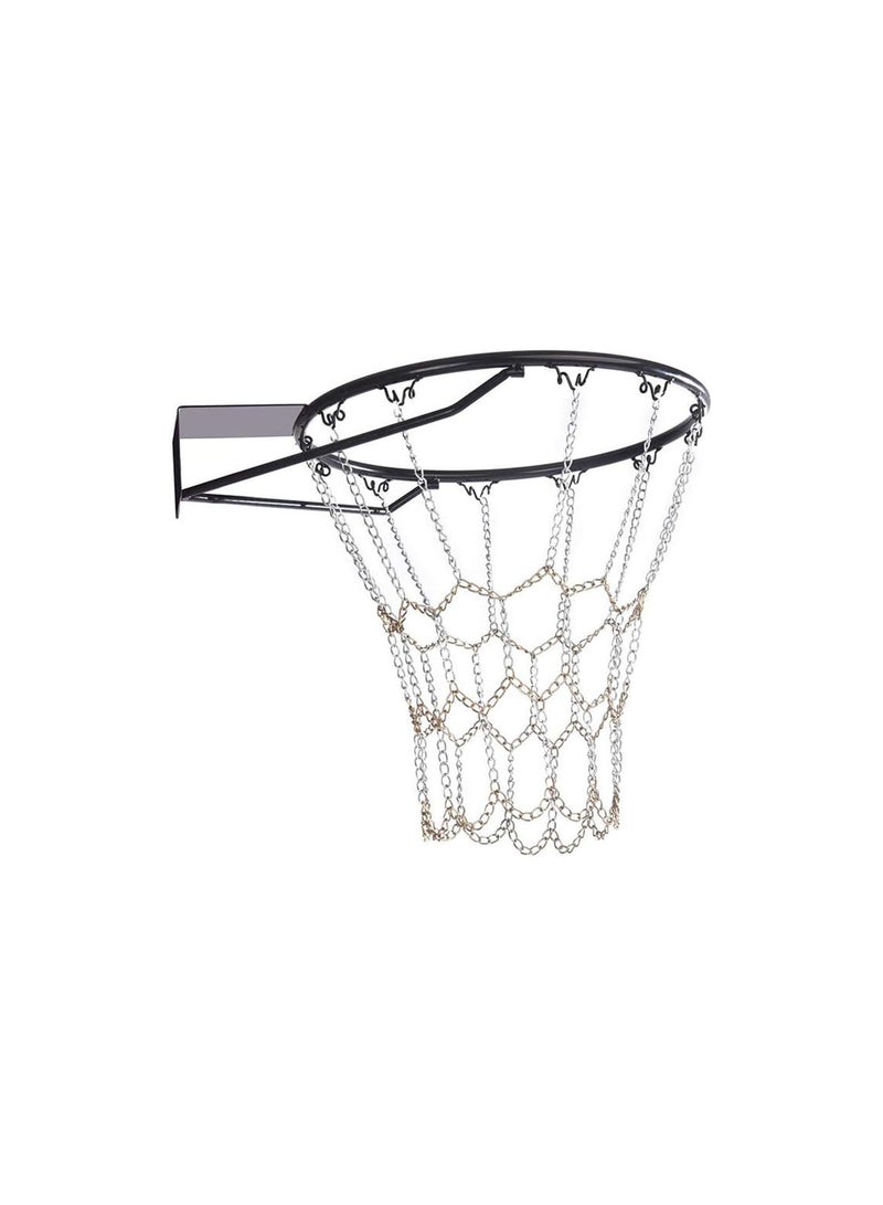 GGOOT Heavy Duty Metal Chain Basketball Net, Outdoor Hanging Basket With 12 Hooks To Fit Most Standard Hoops Including Indoor Gyms, Public Outdoor Basketball Courts  - Image 1