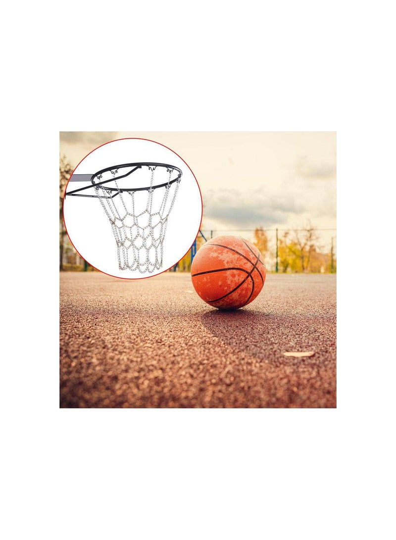 GGOOT Heavy Duty Metal Chain Basketball Net, Outdoor Hanging Basket With 12 Hooks To Fit Most Standard Hoops Including Indoor Gyms, Public Outdoor Basketball Courts  - Image 4