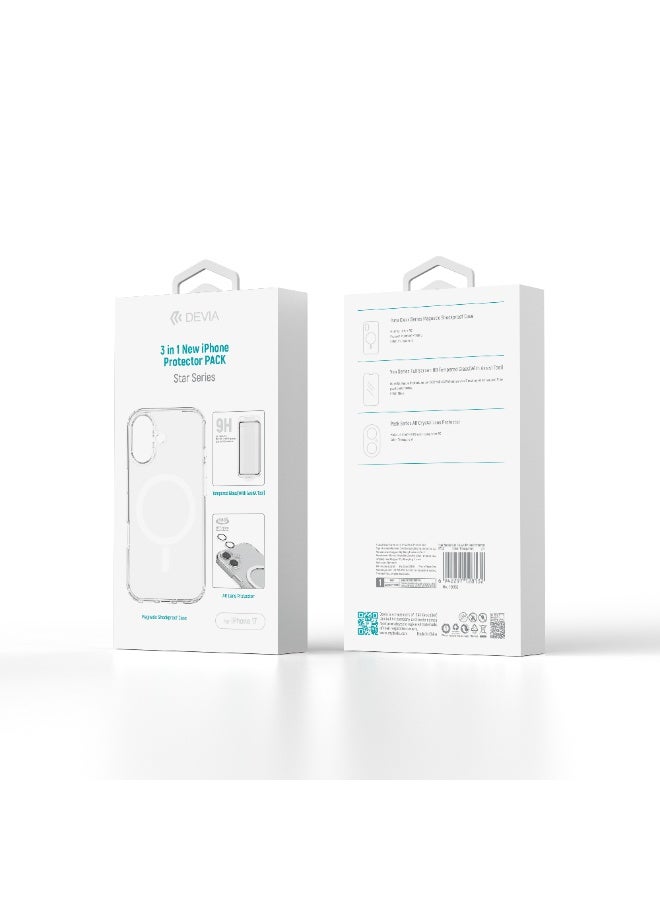 devia iPhone 17 Pro Protection Package - 3 in 1 (Clear MagSafe Case + Full Screen Protection Glass + Lens Protection) Magnetic Support Compatible with Wireless Charging and Easy and Quick Installation with the Attached Help Tools - Image 2