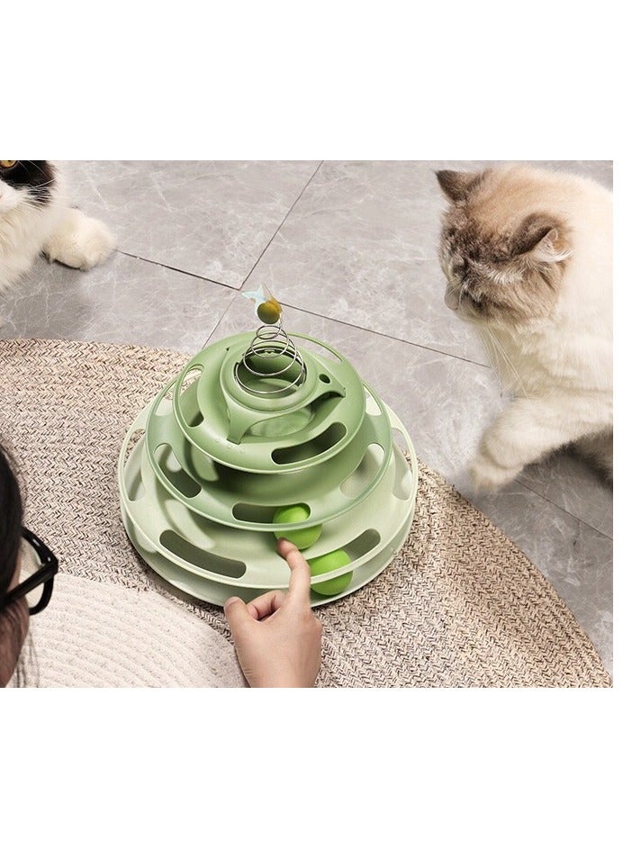 TaoTaoPets Cat Toy 3-Level Turntable Toy with 3 Colorful Small Balls Interactive Fun Mental Physical Exercise Puzzle Toys (Pink )