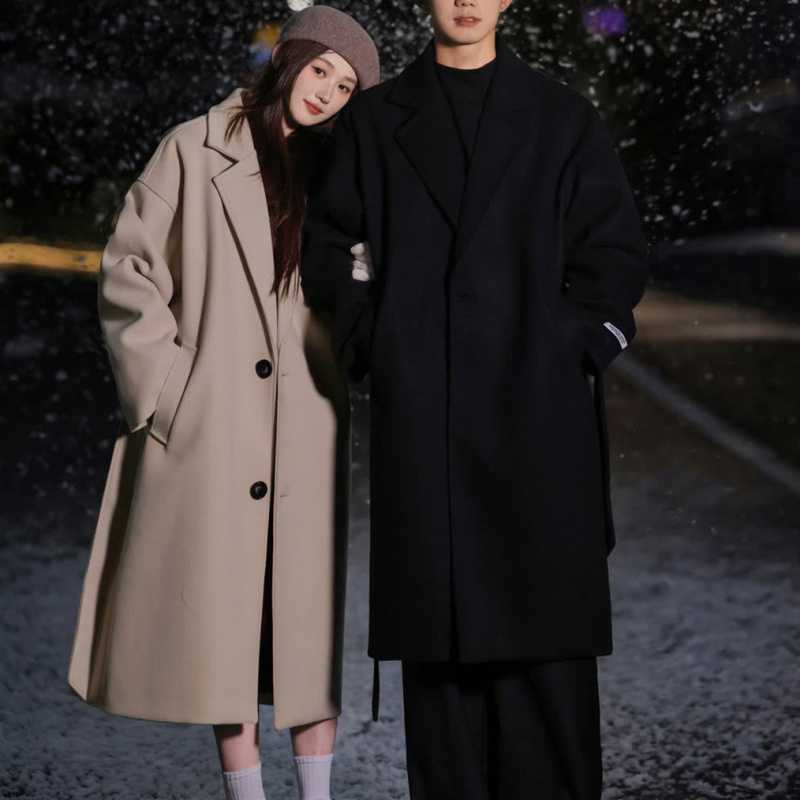 Hong Kong-Style Mid-Length Woolen Coat For Boys Autumn British-Style Duffy Handsome Woolen Coat High-End Knee-Over Trenchcoat For Men - Image 1