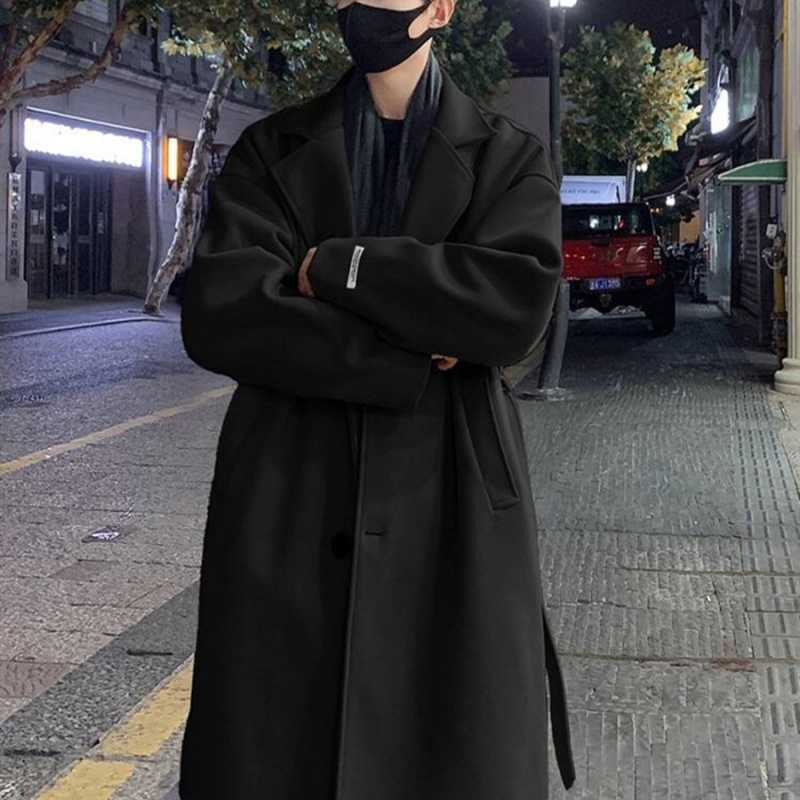 Hong Kong-Style Mid-Length Woolen Coat For Boys Autumn British-Style Duffy Handsome Woolen Coat High-End Knee-Over Trenchcoat For Men - Image 2