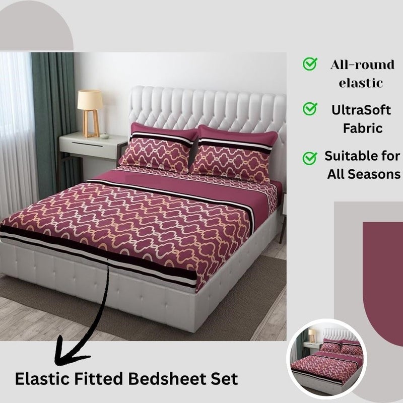 VIVEA RESERVE 144 TC غطاء مرتبة جلاس كوتون مطاطي مقاس كينج سرير مزدوج مع 2 كيس وسادة - 72 × 78 غطاء مرتبة مطاطي مقاس كينج - Image 2