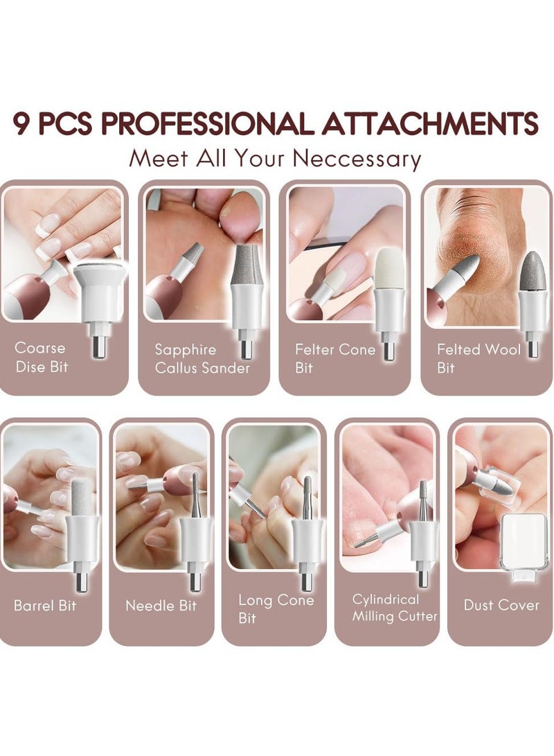 general Professional Manicure Pedicure Kit, Cordless Electric Nail File Set, Rechargeable Pedicure Tools for feet, 5 Speeds Hand Foot Care Nail Drill for Thick Nail Toenail Cuticle Women Men Baby Pets - Image 4