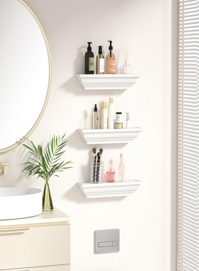 Alsonerbay Floating Shelves - White Rustic Wall Shelves, 3 Pack (17 Inch) for Bedroom, Living Room, Bathroom - Image 4