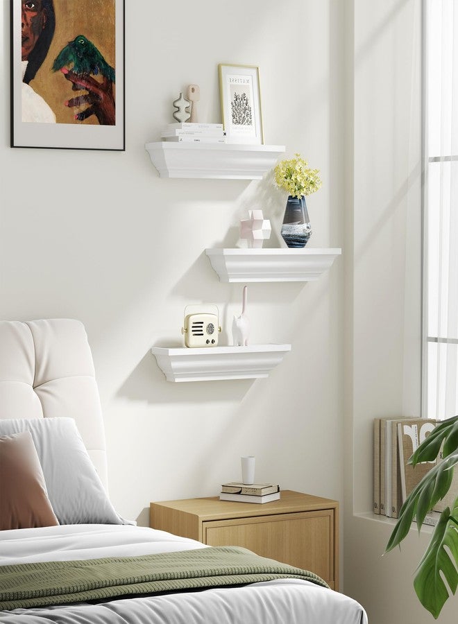 Alsonerbay Floating Shelves - White Rustic Wall Shelves, 3 Pack (17 Inch) for Bedroom, Living Room, Bathroom - Image 2