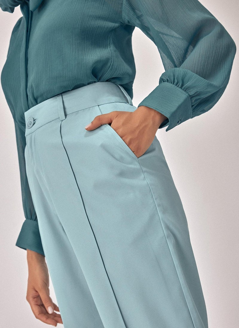 The Label Life Women's Ankle Trousers - Sky Blue - Image 3
