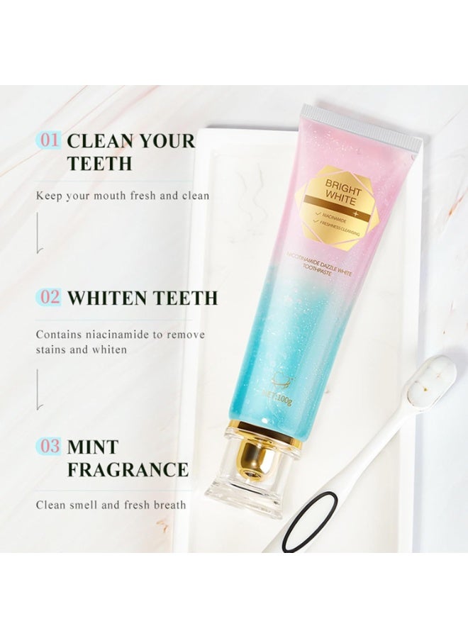 HUNMUI 2pcs Nicotinamide Whitening Toothpaste, Fresh Breath, Remove Tooth Stains, Nicotinamide Toothpaste 100g*2 - Image 3