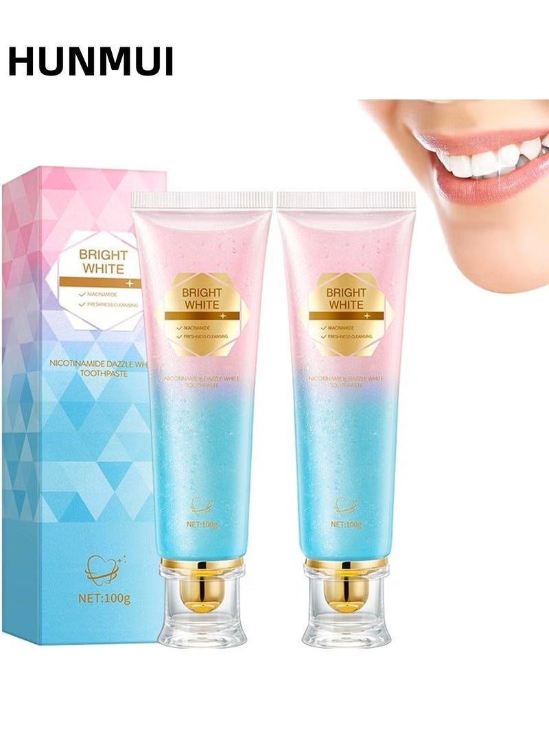 HUNMUI 2pcs Nicotinamide Whitening Toothpaste, Fresh Breath, Remove Tooth Stains, Nicotinamide Toothpaste 100g*2 - Image 1