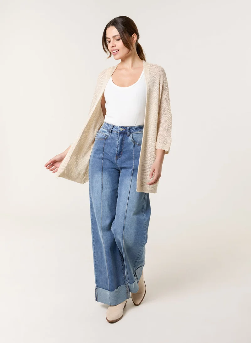 Blue Vanilla Pointelle Knit Cardigan