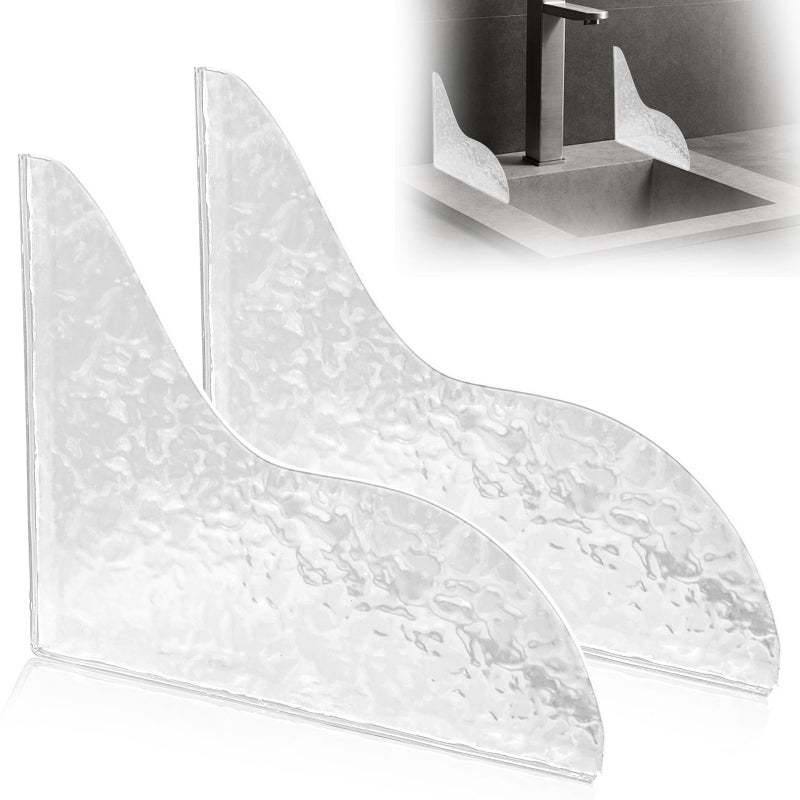 CANIPHA CANIPHA 2Pcs Shower Splash Guard, Self- Adhesive Shower Water Splash Guard Drip Blocker, Clear Bathtub Water Splash Guard for Tub, Acrylic Shower Curtain Bathtub Corner Splash Guard for Bathtub  - Image 1