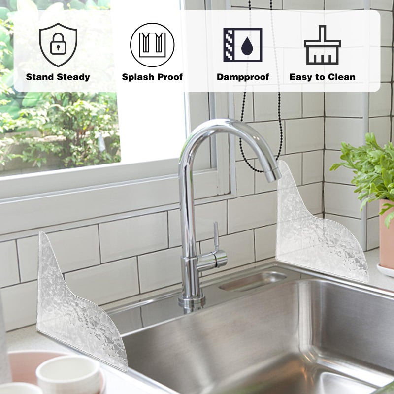 CANIPHA CANIPHA 2Pcs Shower Splash Guard, Self- Adhesive Shower Water Splash Guard Drip Blocker, Clear Bathtub Water Splash Guard for Tub, Acrylic Shower Curtain Bathtub Corner Splash Guard for Bathtub  - Image 3