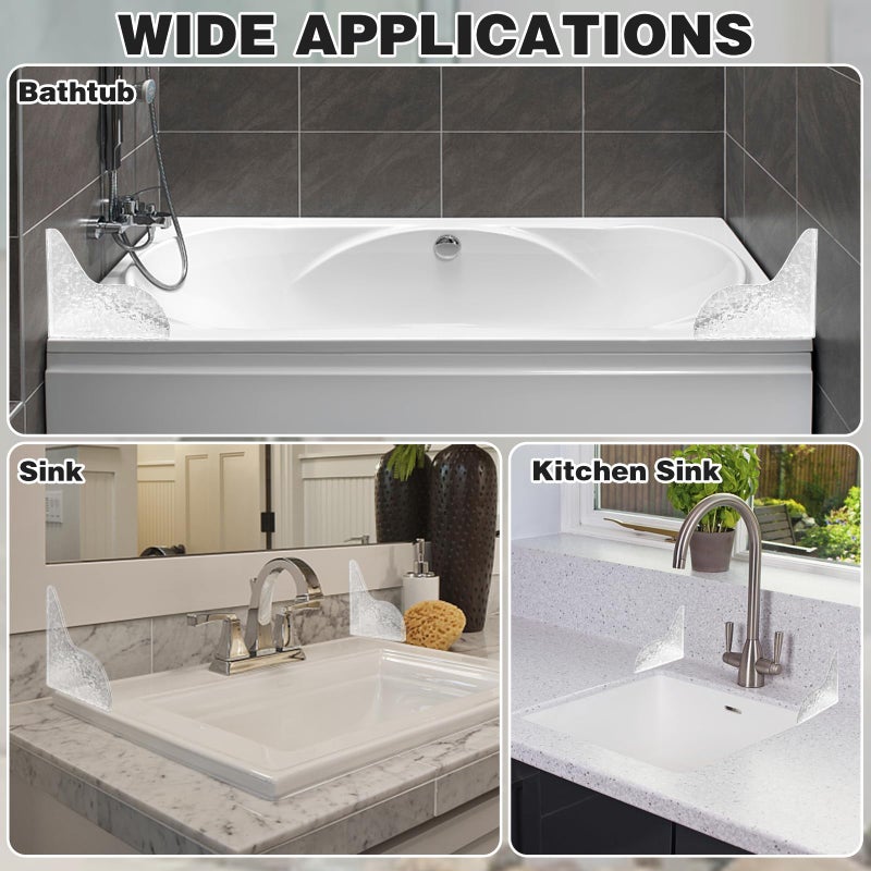 CANIPHA CANIPHA 2Pcs Shower Splash Guard, Self- Adhesive Shower Water Splash Guard Drip Blocker, Clear Bathtub Water Splash Guard for Tub, Acrylic Shower Curtain Bathtub Corner Splash Guard for Bathtub  - Image 5