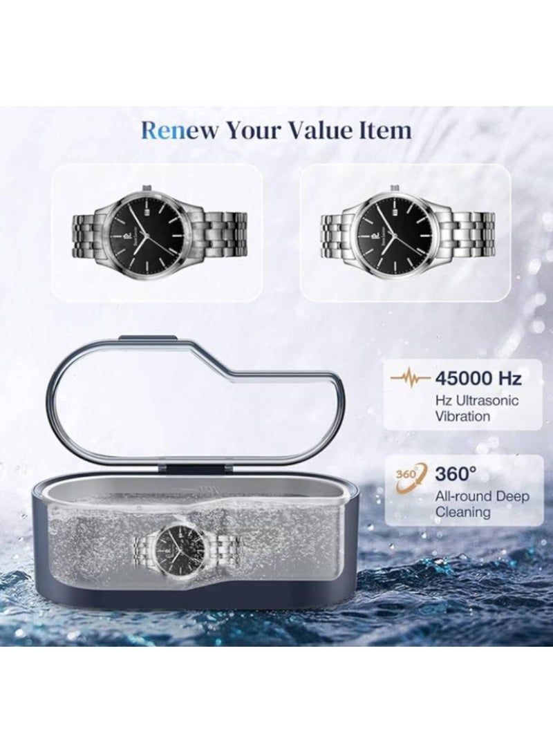 AROAQ Ultrasonic Jewelry Cleaner 360 Degree Glasses Cleaner 4 Time Modes Portable Electronic Cleaner Machine for Ring Glasses Retainer All Silver/Gold Jewelry - Image 3