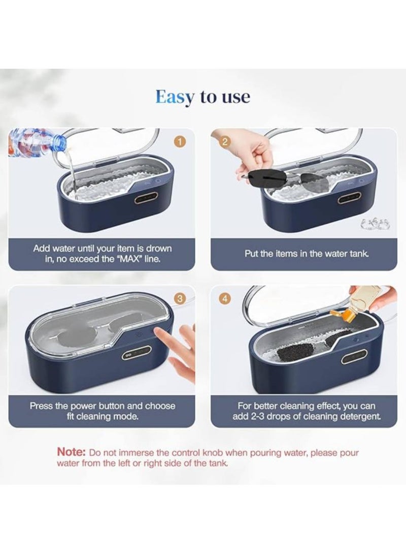 AROAQ Ultrasonic Jewelry Cleaner 360 Degree Glasses Cleaner 4 Time Modes Portable Electronic Cleaner Machine for Ring Glasses Retainer All Silver/Gold Jewelry - Image 5
