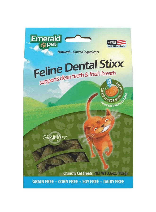 إميرالد بيت أعواد الأسنان للقطط - أعواد أسنان لذيذة ومقرمشة باليقطين لصحة الجهاز الهضمي - مكافآت أسنان طبيعية خالية من الحبوب لأسنان القطط النظيفة ونفس منعش - أعواد عشبة النعناع البري، 3.6 أونصة - Image 1