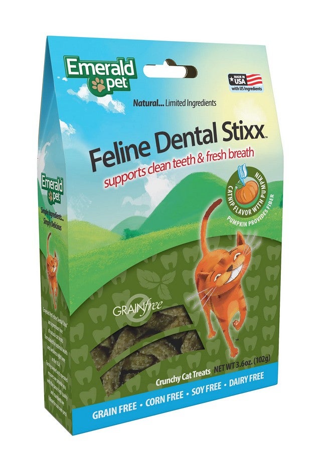 إميرالد بيت أعواد الأسنان للقطط - أعواد أسنان لذيذة ومقرمشة باليقطين لصحة الجهاز الهضمي - مكافآت أسنان طبيعية خالية من الحبوب لأسنان القطط النظيفة ونفس منعش - أعواد عشبة النعناع البري، 3.6 أونصة - Image 2