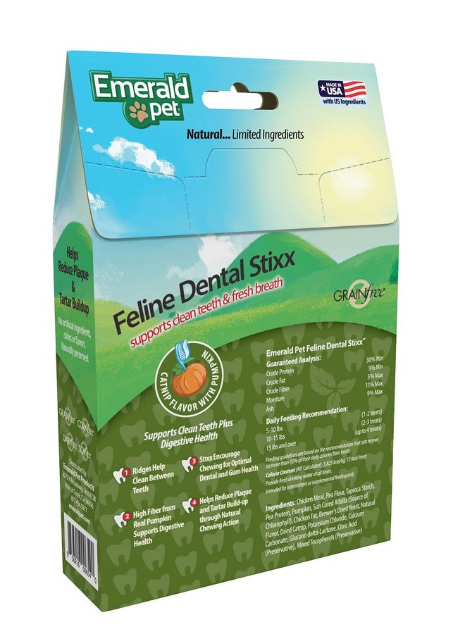 إميرالد بيت أعواد الأسنان للقطط - أعواد أسنان لذيذة ومقرمشة باليقطين لصحة الجهاز الهضمي - مكافآت أسنان طبيعية خالية من الحبوب لأسنان القطط النظيفة ونفس منعش - أعواد عشبة النعناع البري، 3.6 أونصة - Image 3