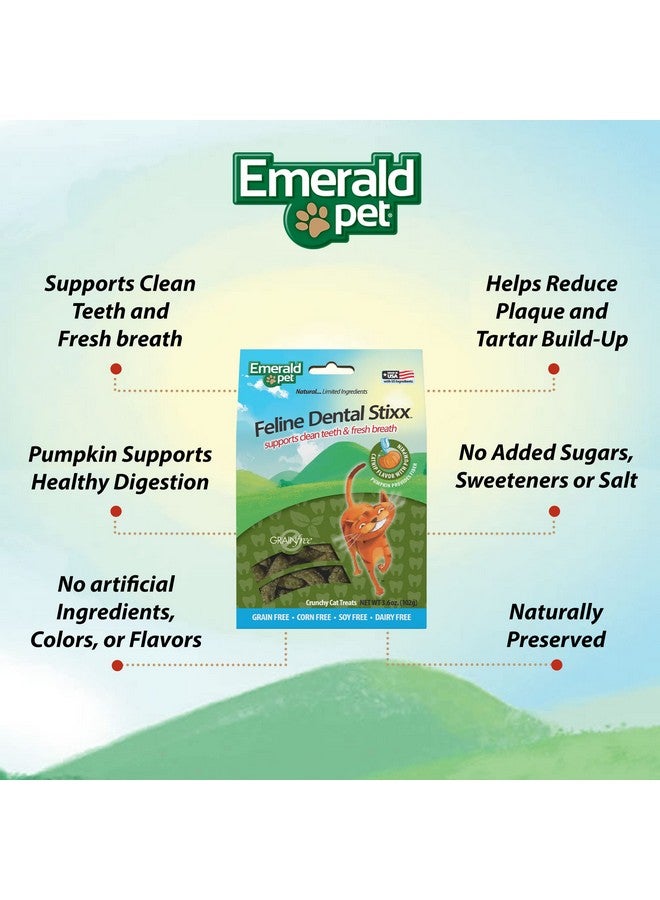إميرالد بيت أعواد الأسنان للقطط - أعواد أسنان لذيذة ومقرمشة باليقطين لصحة الجهاز الهضمي - مكافآت أسنان طبيعية خالية من الحبوب لأسنان القطط النظيفة ونفس منعش - أعواد عشبة النعناع البري، 3.6 أونصة - Image 4
