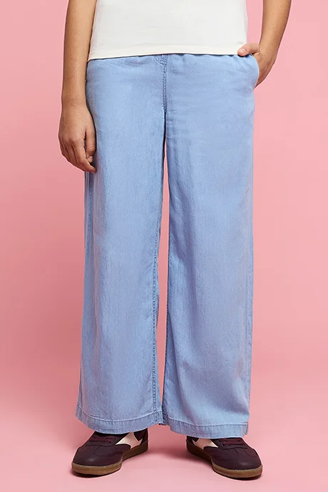 أر أند بي Washed Wide Leg Jeans with Elastic Waist
