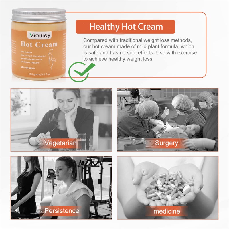 Viowey Hot Cream, Fat Burning Cream for Tummy, Abdomen, Belly, Legs, Arms, Buttocks and Waist, 8.8oz - Image 4