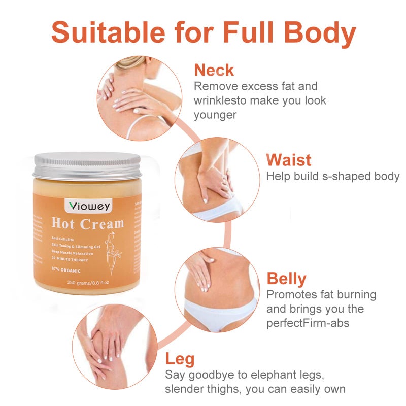 Viowey Hot Cream, Fat Burning Cream for Tummy, Abdomen, Belly, Legs, Arms, Buttocks and Waist, 8.8oz - Image 3