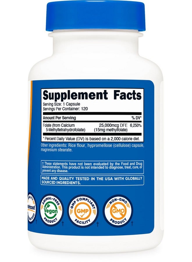 Nutricost L-Methylfolate 15mg، 120 كبسولة (5-MTHF) - نباتي، غير معدّل وراثيًا، خالٍ من الجلوتين - Image 5