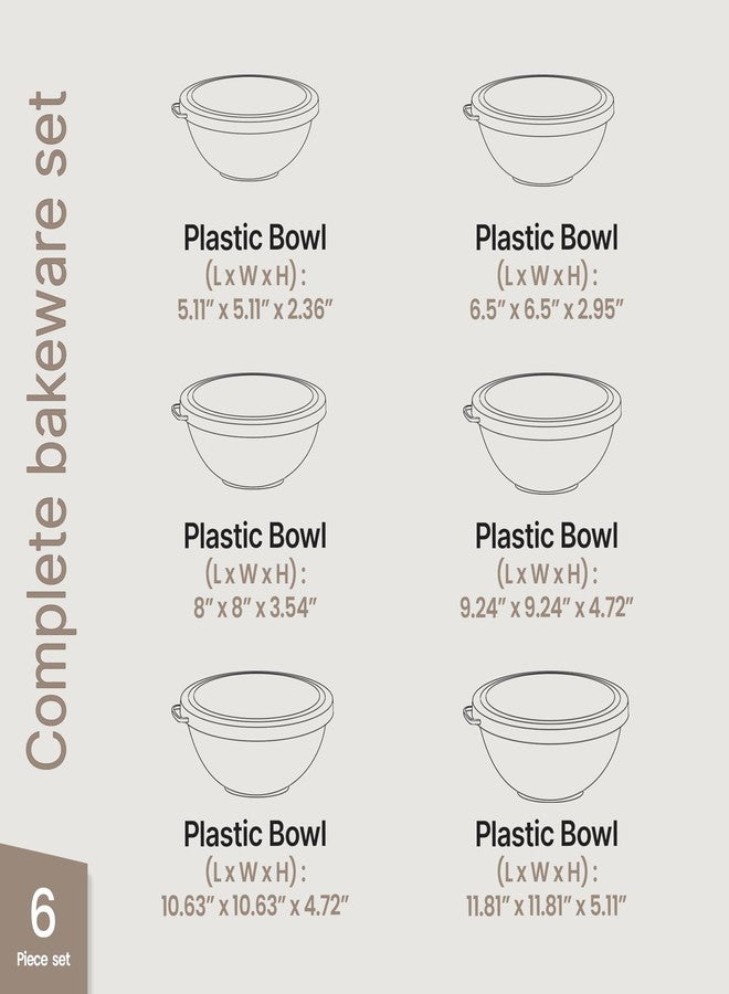 BAKKENMASTER Bakken Master 12 Piece Plastic Nesting Bowls with Lids - Mixing Bowls Set includes 6 Prep Bowls and 6 Lids, BPA-Free, Reusable Meal Prep Containers, Microwave, Freezer & Dishwasher Safe, White Cream - Image 2