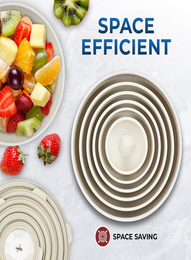 BAKKENMASTER Bakken Master 12 Piece Plastic Nesting Bowls with Lids - Mixing Bowls Set includes 6 Prep Bowls and 6 Lids, BPA-Free, Reusable Meal Prep Containers, Microwave, Freezer & Dishwasher Safe, White Cream - Image 3