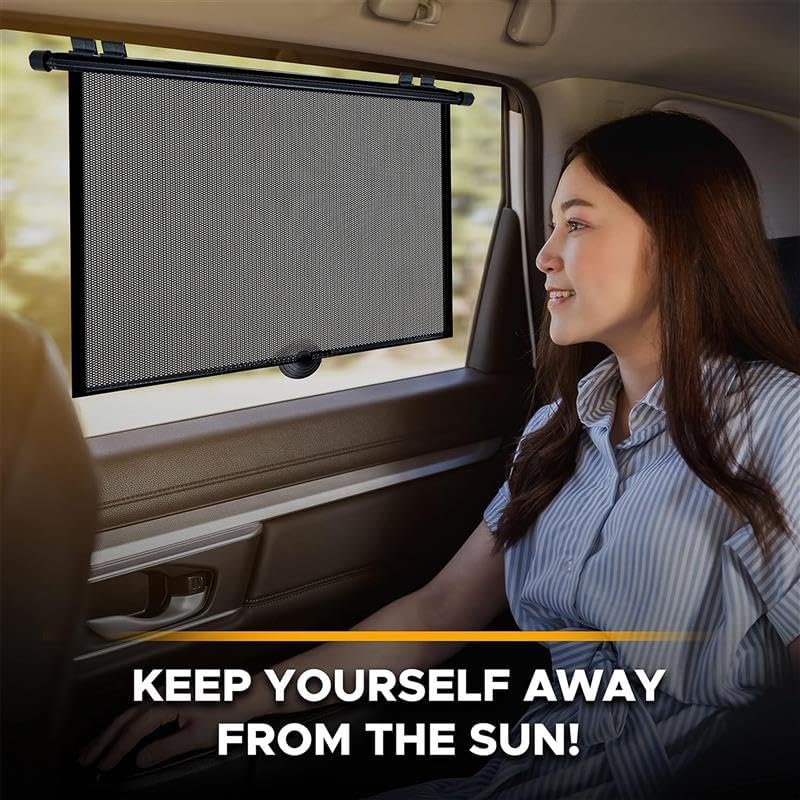 EcoNour Car Window Covers for Baby (2 Pack) | Retractable Car Window Shades for Protecting Kids, Passengers & Pets from Harmful Sun Rays | Car Sun Shade for Trucks | XXL (22 x24) - Image 2