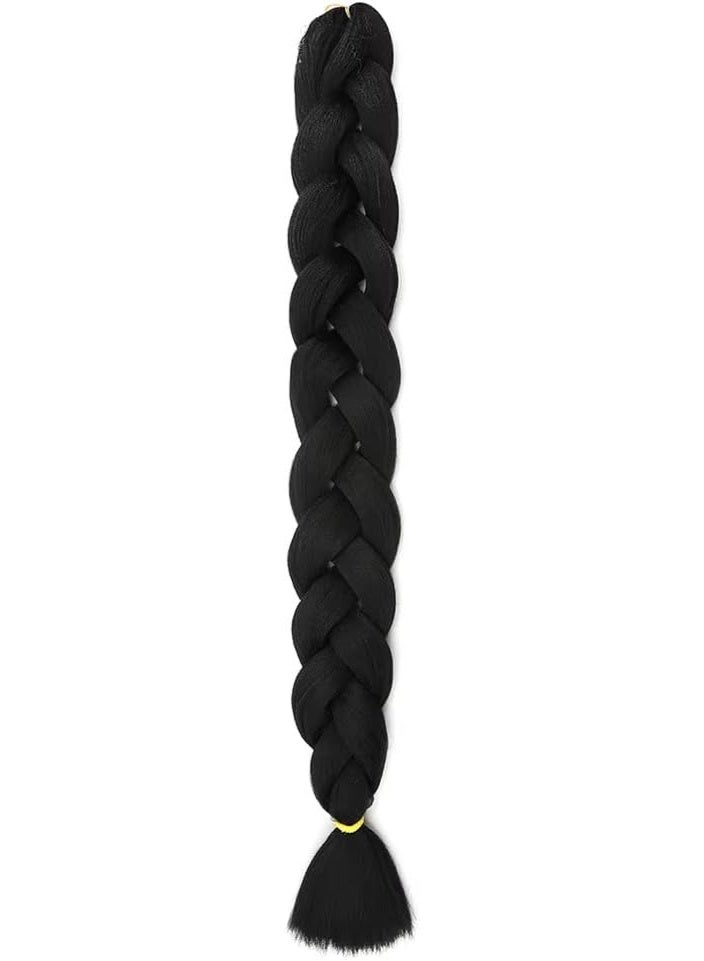 Jet Black Kanekalon Braiding Hair Extensions for Box Braids & Afro Styles - 60cm Long - Professional Synthetic Hair - Image 1