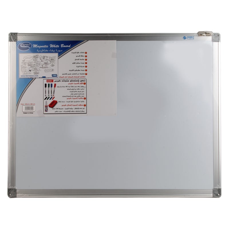 Simba Magnetic White Board Honeycomb Core 45×60cm With Pen Holder Model WB6045