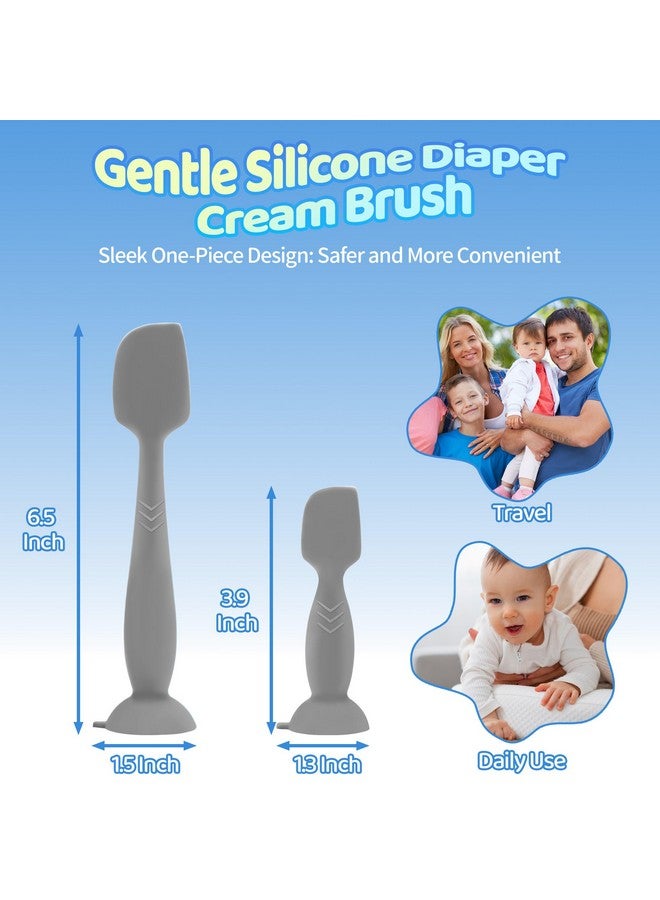 Bonison 4-Pack Diaper Cream Spatula - Soft Silicone Butt Paste Spatula with Full-Size & Mini Sizes, Diaper Rash Cream Applicator for Newborn Baby Essentials (Blue, Gray) - Image 2