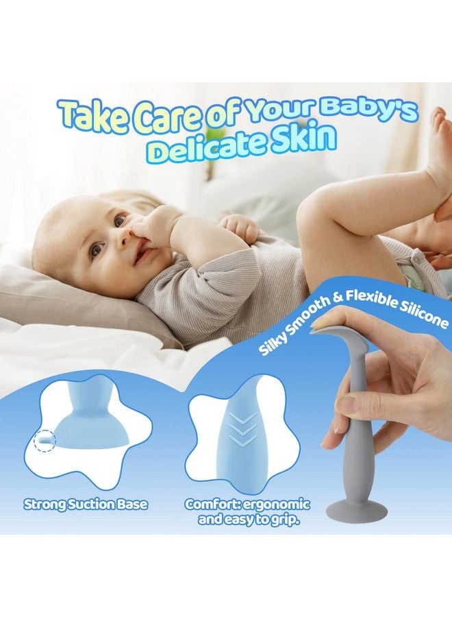 Bonison 4-Pack Diaper Cream Spatula - Soft Silicone Butt Paste Spatula with Full-Size & Mini Sizes, Diaper Rash Cream Applicator for Newborn Baby Essentials (Blue, Gray) - Image 1