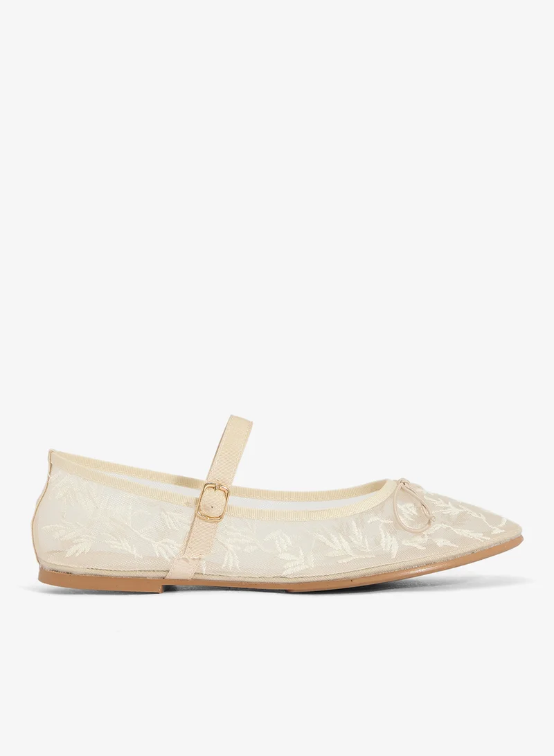 Ginger Mesh Embroidered Ballet Flats