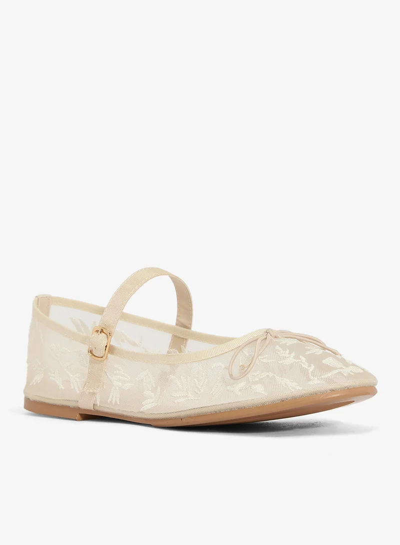 Ginger Mesh Embroidered Ballet Flats