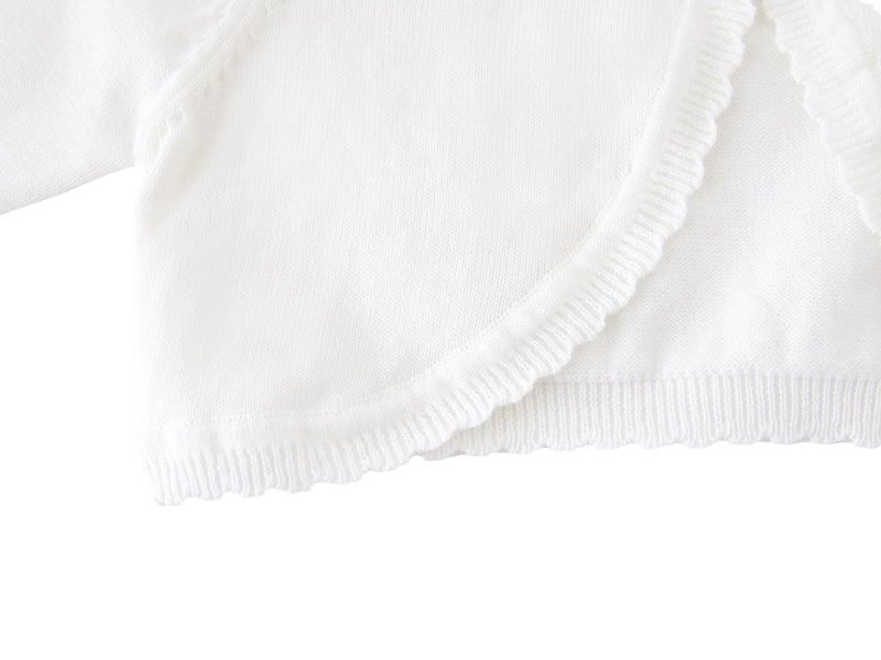 Miccina Girls Long Sleeve Bolero Cardigan Kids Knit Shrug Sweater Toddler Cropped Button Cover Up Jacket Tops White - Image 5