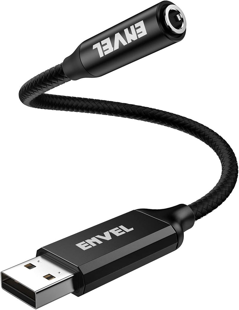 ENVEL 3.5mm Female to USB Male Adapter, Built-in Chip Aux to USB Sound Card - Image 1