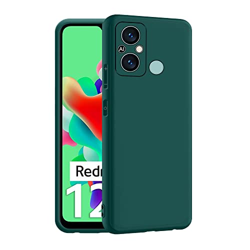 CEDO Back Cover for Redmi 12C (4G) / Poco C55 (4G) | Camera Bump Protection & Inner Velvet Fabric Lining | Ultra Slim Matte Soft Rubberised Case Cover (Green) - Image 1