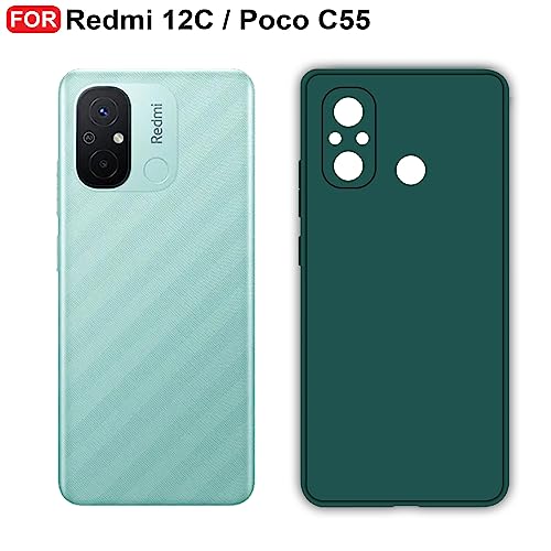 CEDO Back Cover for Redmi 12C (4G) / Poco C55 (4G) | Camera Bump Protection & Inner Velvet Fabric Lining | Ultra Slim Matte Soft Rubberised Case Cover (Green) - Image 2