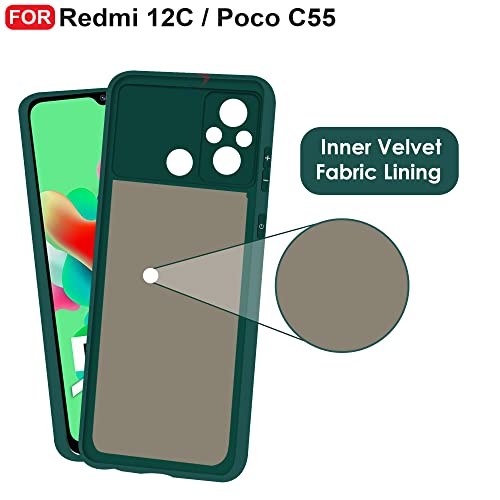 CEDO Back Cover for Redmi 12C (4G) / Poco C55 (4G) | Camera Bump Protection & Inner Velvet Fabric Lining | Ultra Slim Matte Soft Rubberised Case Cover (Green) - Image 4