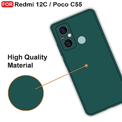CEDO Back Cover for Redmi 12C (4G) / Poco C55 (4G) | Camera Bump Protection & Inner Velvet Fabric Lining | Ultra Slim Matte Soft Rubberised Case Cover (Green) - Image 5