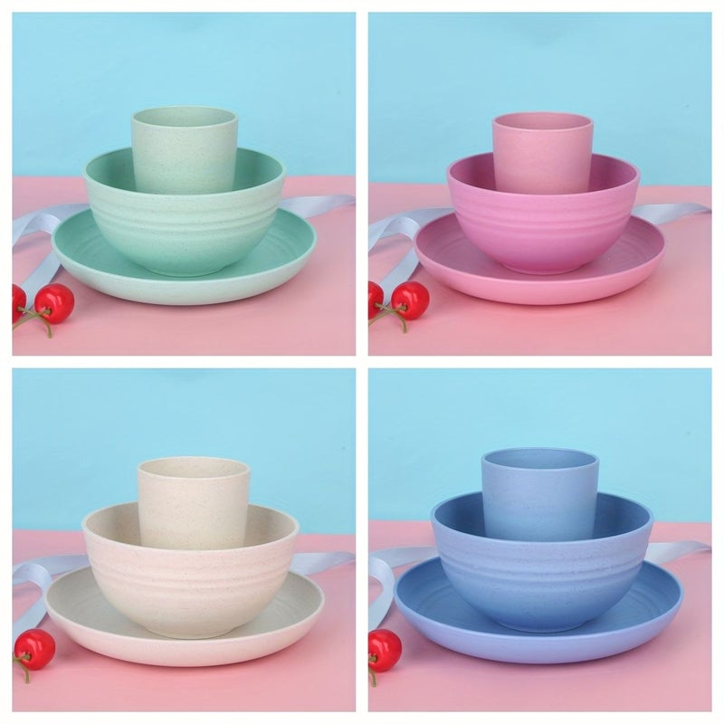 12 Piece Wheat Straw Dinnerware Set Nordic Minimalist Tableware Gift Box - Image 2