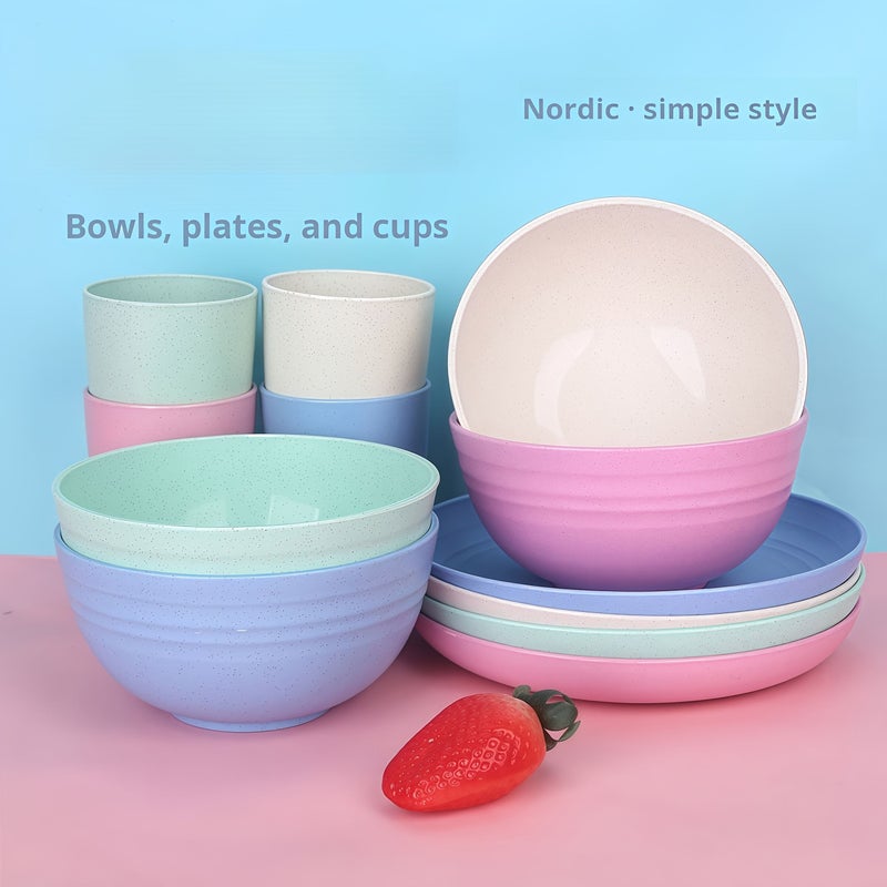 12 Piece Wheat Straw Dinnerware Set Nordic Minimalist Tableware Gift Box - Image 1