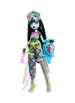 MONSTER HIGH Monster Fest Doll, Frankie Stein with Glam Outfit & Festival Themed Accessories like Snacks, Band Poster, Statement Bag & More  - Image 1