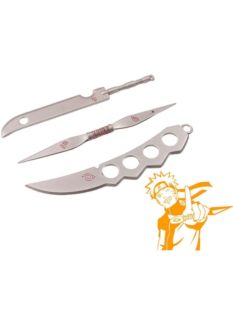 Zikra 7-Piece Naruto Ninja Shuriken Cosplay Kit - Persimmon Metal Knai Props & Accessories for Costume, Includes Necklace and Toy for Anime Fans - Image 3