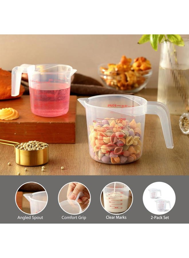 MONGSEW 2PCS Measuring Cups, MONGSEW Plastic Liquid Measuring Cup for Liquids, Baking, Cooking, Mixing, 50Ml (1-Cup) and 500Ml (2-Cup) - Image 3