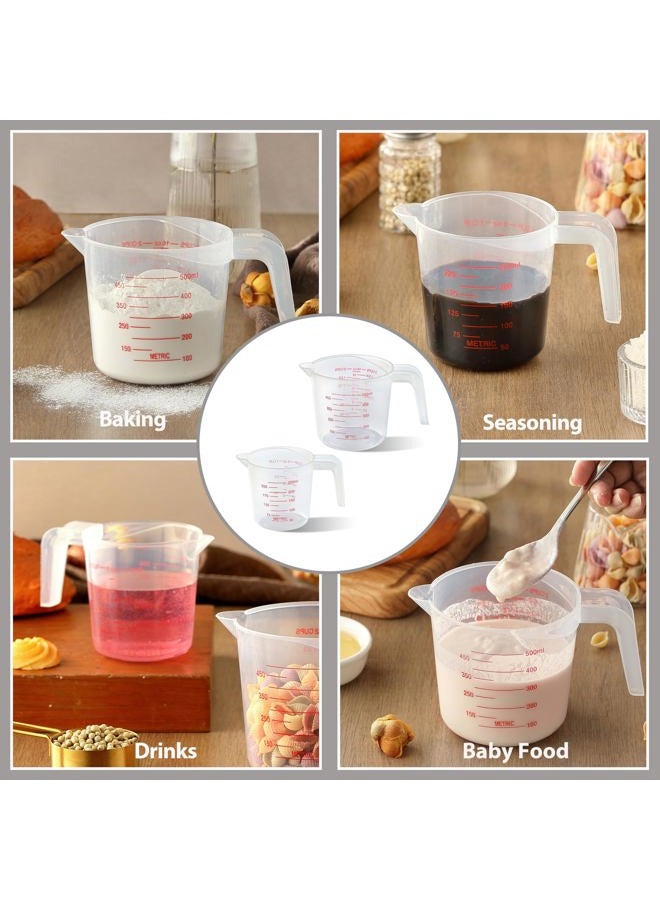 MONGSEW 2PCS Measuring Cups, MONGSEW Plastic Liquid Measuring Cup for Liquids, Baking, Cooking, Mixing, 50Ml (1-Cup) and 500Ml (2-Cup) - Image 4
