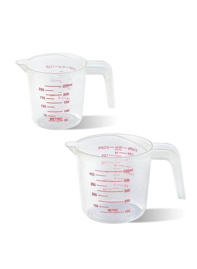 MONGSEW 2PCS Measuring Cups, MONGSEW Plastic Liquid Measuring Cup for Liquids, Baking, Cooking, Mixing, 50Ml (1-Cup) and 500Ml (2-Cup) - Image 1