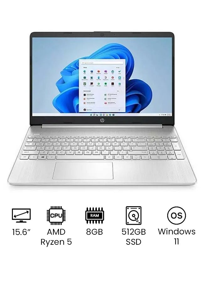 HP لابتوب ‎15-EF2040TG بشاشة مقاس 15.6 بوصة بدقة كاملة الوضوح ومعالج إيه إم دي ريزين ‎5-5500U/ ذاكرة رام سعة 8 جيجابايت/ محرك أقراص SSD سعة 512 جيجابايت/ بطاقة رسومات إيه إم دي راديون اللغة الإنجليزية فضي - Image 1